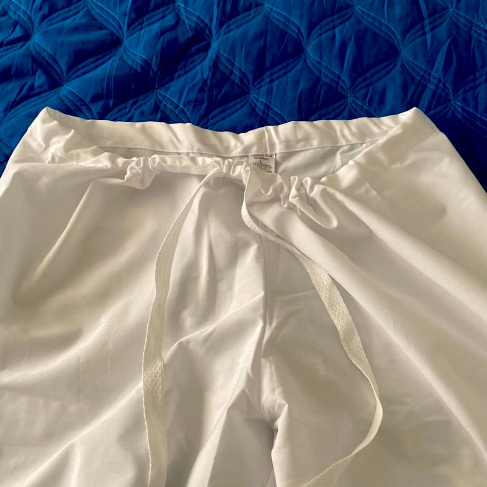 Fashion Seal Unisex 1-Pocket Drawstring Scrub Pants WHITE size large